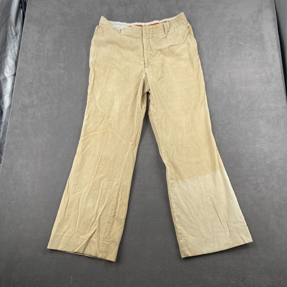 Vintage Corduroy Pants Sz 36 Beige Stretch Wear Casual Mid Rise Wide Leg